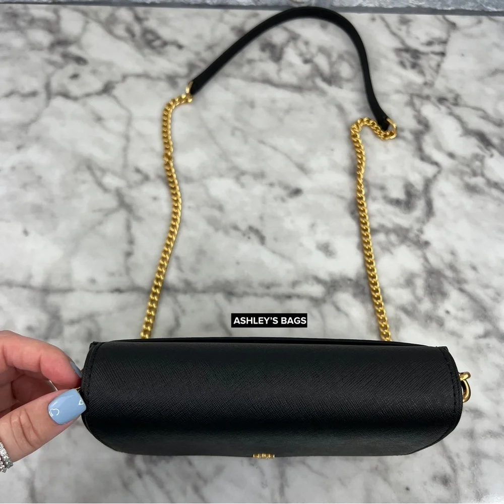 Tory Burch Emerson Chain Wallet Crossbody In Black